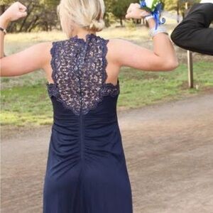 Elegant Navy Lace Dress